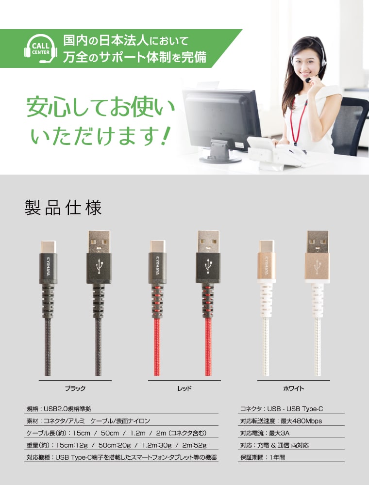 国内の日本法人において万全のサポート体制を完備/安心してお使いいただけます！/製品仕様