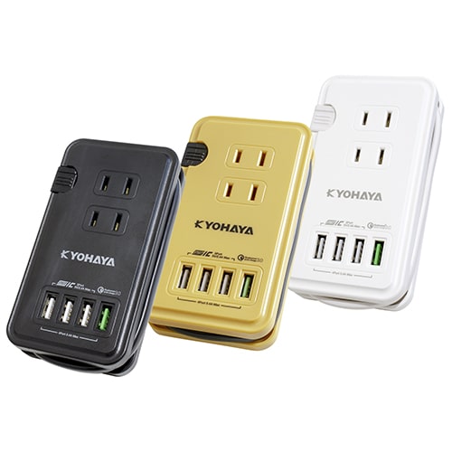 USB OAタップ USB 4ポート コンセント3口 25cm電源ケーブル | CHARGE GEAR HYBRID 4U3C