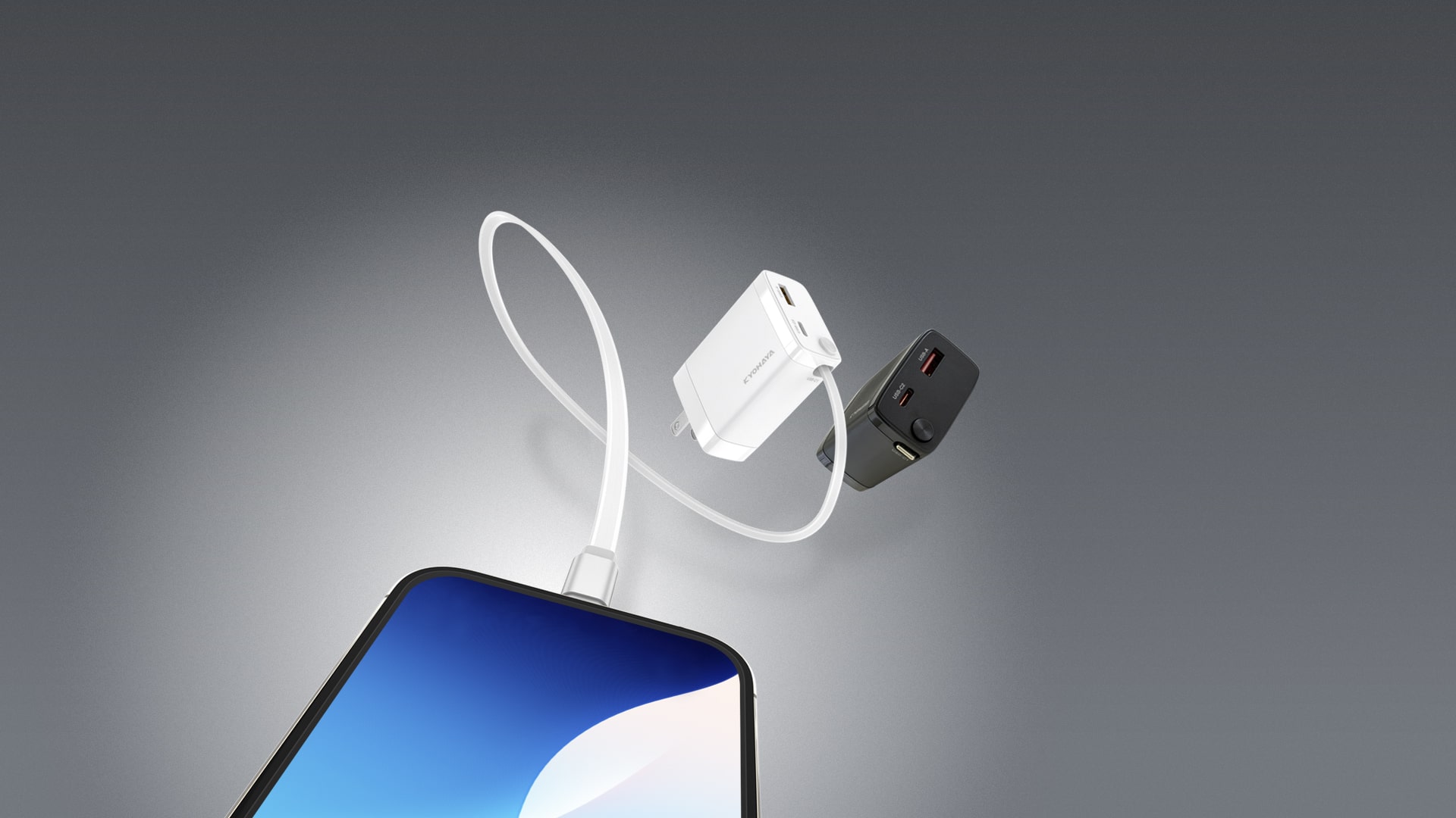 USB-C巻取ケーブル内蔵 急速充電器 30W出力 | CHARGE GEAR INTEG REEL 30